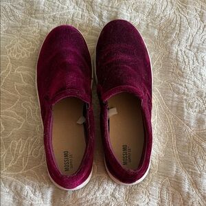 Mossimo Supply Co. Burgundy Velvet Slip-On Shoes